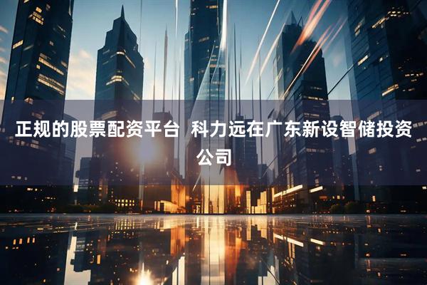 正规的股票配资平台  科力远在广东新设智储投资公司